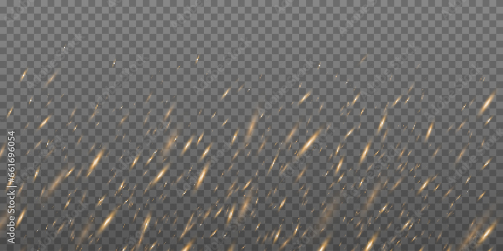 Flying fire particles isolated on transparent background. Dynamic flame ...