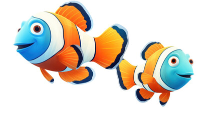 Wall Mural - Illustration of Nemo fishes on the transparent background