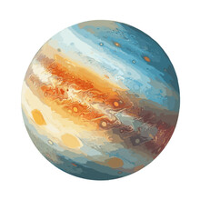 Jupiters Majestätische Stürme: Ein Wasserfarben-Meisterwerk Im Minimalistischen Stil
