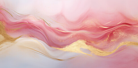 Wall Mural - Pink and gold abstract wave paint royal luxury background backdrop wallpaper 