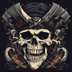 Wall Mural - pirate skull illustration