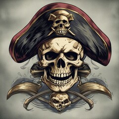 Sticker - pirate skull illustration