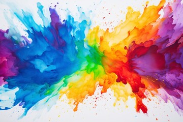 Leinwandbilder - Generative AI : Splashing colorful watercolor colors on paper to create a background texture