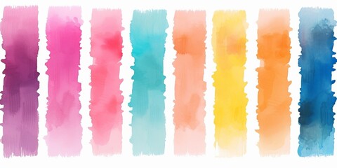 Leinwandbilder - Generative AI : abstract watercolor brush strokes isolated on white, creative illustration, artistic color palette, grungy smear, red purple pink gold, fashion background
