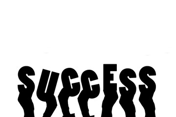 Canvas Print - Digital png illustration of hands with success text on transparent background