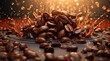 coffee beans falling on water splash