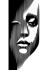 silhouette of a face of the person vector art illustration