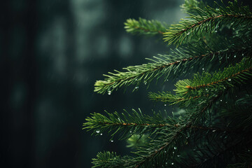 Close-up of pine tree leaves in the forest