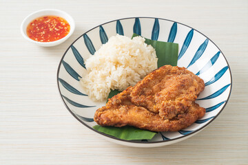 Wall Mural - fried chicken with sticky rice