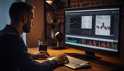Photograph a person optimizing website content with keywords, meta tags, and analytics tools on a computer screen