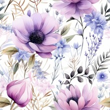 Pastel Bouquet Lavender Flower Delight Watercolor