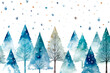 Winter forest, Christmas and New Year's theme in watercolor style isolate on white