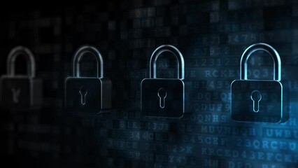 Security concept: Lock on digital code background