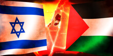 Conflict Between Israel And Palestine Banner Illustration