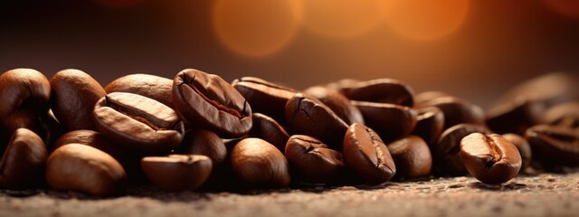 Wall Mural - coffee beans on a brown background