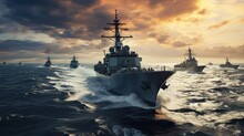 War Ships In The Sea
