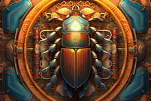 An Image Showcasing Abstract Representations Of Scarabs, Beetles Revered In Ancient Egyptian Culture, With Symmetrical Patterns And Earthy Tones. 