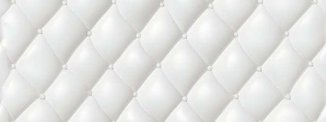 Seamless subtle white diamond tufted upholstery pattern transparent background texture overlay. Abstract soft puffy quilted sofa cushions or headboard displacement, bump or height map