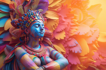 Aufkleber - An abstract depiction of the Harappan Mother Goddess, with abstract forms and a nurturing color palette.  