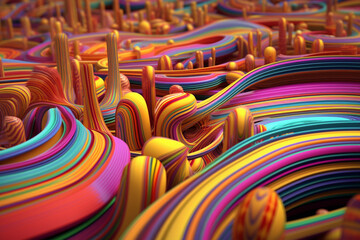 Aufkleber - An abstract representation of the Kushan Silk Road, with intersecting lines and vibrant hues. 