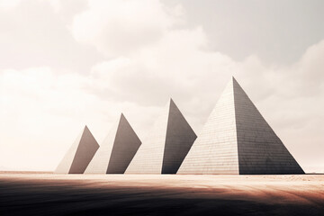 Aufkleber - Minimalist abstract interpretations of the Pyramids of Giza, focusing on clean lines, simple forms, and a monochromatic or limited color palette, 
