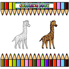 Wall Mural - Cartoon giraffe for coloring book