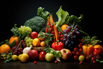 Canvas Print - Vegetables and fruits background