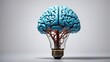 © ponpary - A bulb with brain with isolated background