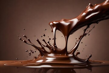 melted chocolate dripping on white background