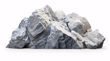 An Isolated, White-backgrounded, Snowy-topped Boulder Featuring A Clipping Path.
