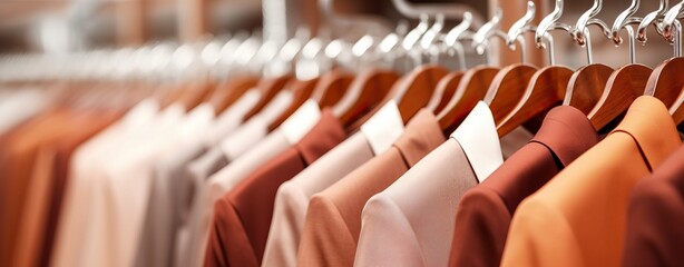 Sticker - Row of men's suit jackets hanging in closet