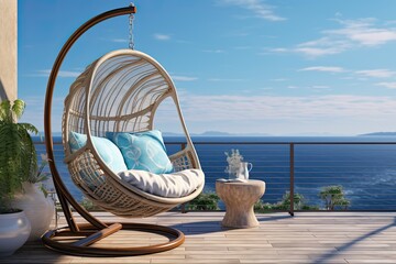 luxury lounge swing chair with beautiful sea view