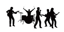 Group Band Silhouette Design. Music Concert Vector Illustration.