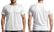Print design template of muscle man in blank t-shirt from front and rear view isolated on white background