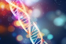 Dna Structure With Colorful Lighting On Background