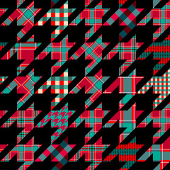 Leinwandbilder - Patchwork textile pattern. Seamless quilting design background. Merry Christmas cozy pattern.