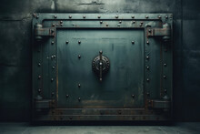 Iron Armored Heavy Door Gate In Bank Vault