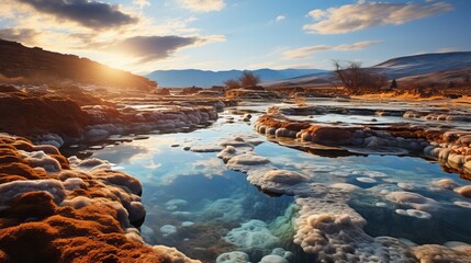 Canvas Print - a river with rocks and water in the background