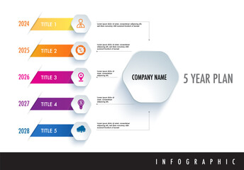 Wall Mural - 5 year plan milestone template for presentation to help you easily identify which stage of project