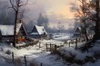 A wintery scene in a rural area. Generative AI