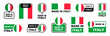 Made in Italy labeling set. Collection of label made in Italy. Italy product emblem. Italy quality badge. Vector illustration.