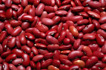 Wall Mural - Close up of seeds in natural light. Heap of raw red kidney beans. Colorful organic food background