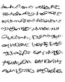 Fototapeta  - Abstract text. Imitation of a very old handwriting of an unknown language.