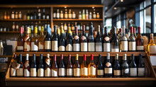 Various Bottles Of Wine On The Shelves Of A Wine Store.