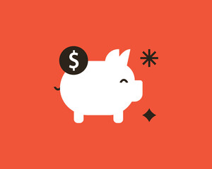 Wall Mural - Geometric piggy bank illustration in flat style design. Vector illustration. 