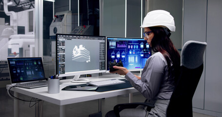 Engineer Doing 3D CAD Model Design On Computer
