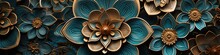 Luxury Motif Islamic Gold Lining Roses With Blue Green Mandala Art Styles Ornamental Design Background