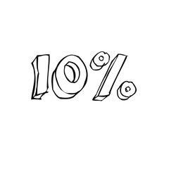 Transparent vector of a number percentage. Isolated percentage doodle. 10