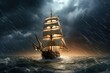 Sailboat in Stormy Ocean