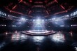 Illuminated martial arts arena for intense combat matches. Generative AI